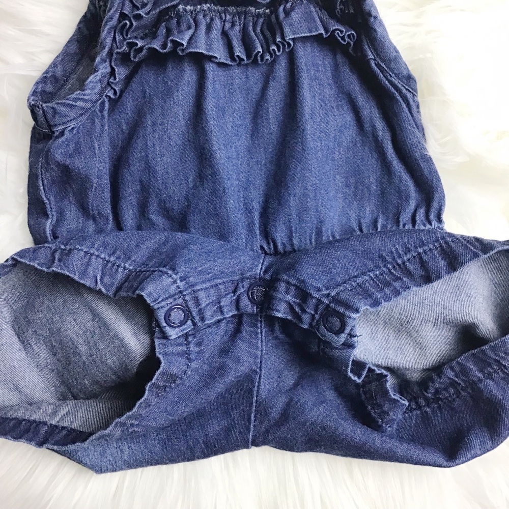 Baby Girl Ruffle Top Denim Romper - Picture 5 of 5